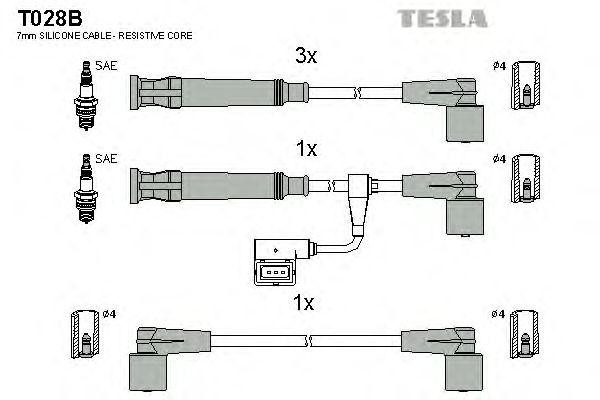 Ккомплект проводов зажигания T028B TESLA